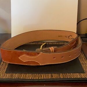 Classic Brown Leather Belt with Brass Buckle